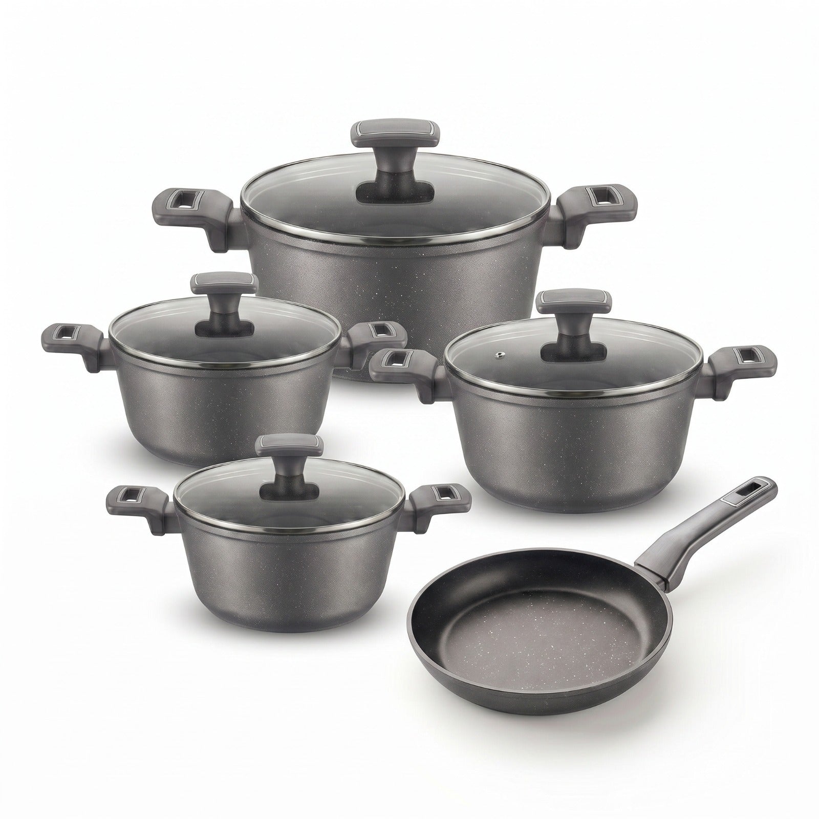 Emerald set, 9 pieces (pots 18–20–24–28 cm + frying pan 26 cm)