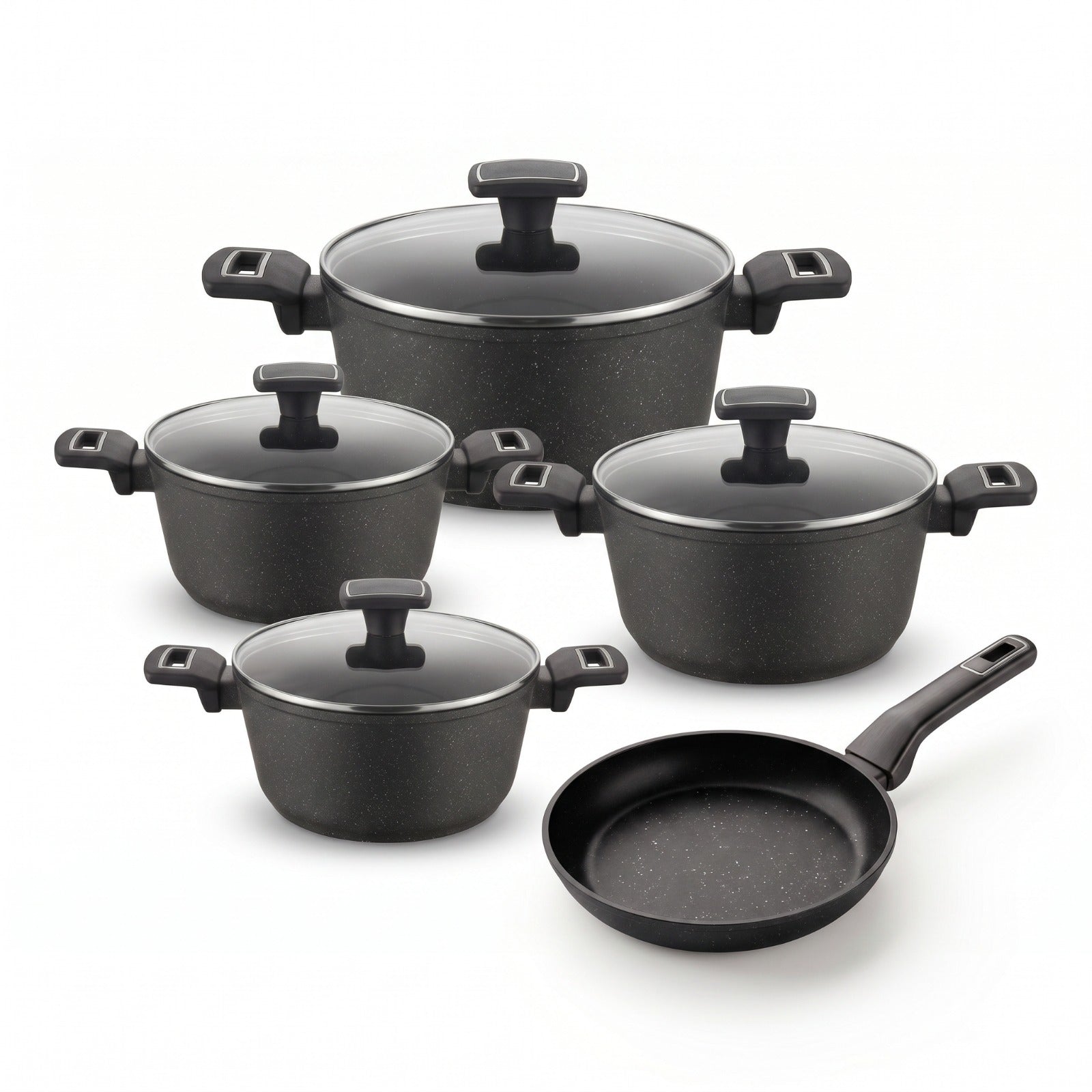 Emerald set, 9 pieces (pots 18–20–24–28 cm + frying pan 26 cm)